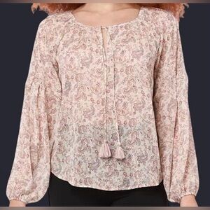 NWT! Black Tape | Women's Tie-Front Paisley Trapeze Top | XS